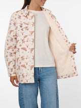 Women's Ely & Walker Ecru Western Motif Print Flannel Shacket with Sherpa Lining