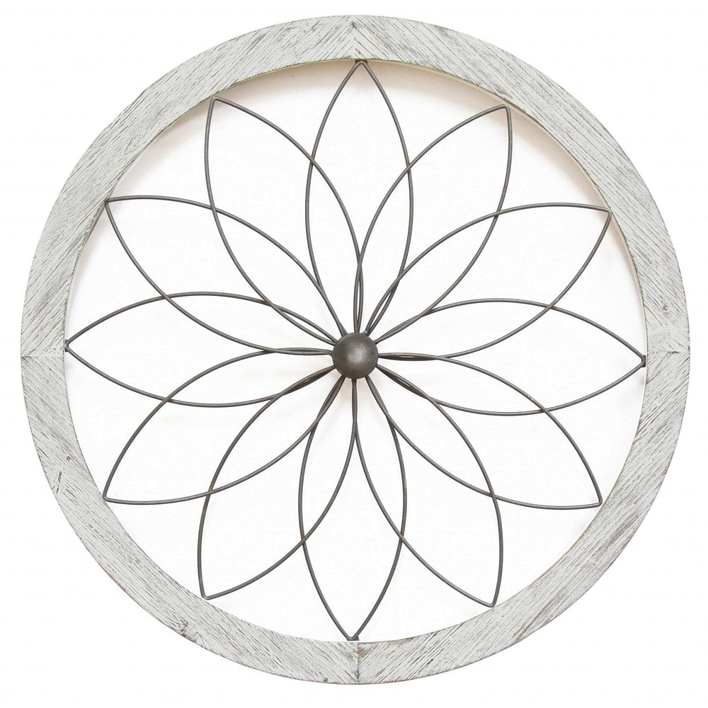 Distressed Chic Flower Metal And Wood Wall Decor - Homeroots - Flyclothing LLC
