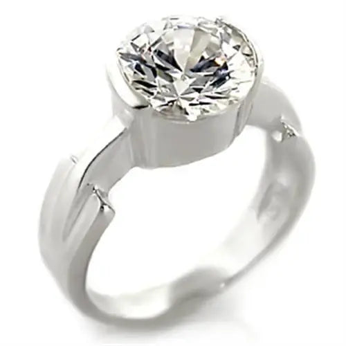 32125 - High-Polished 925 Sterling Silver Ring with AAA Grade CZ in Clear - Alamode - Flyclothing LLC