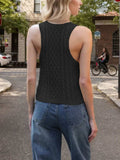 Cable-Knit V-Neck Knit Tank - Trendsi - Flyclothing LLC