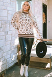 Leopard Mock Neck Long Sleeve Sweater - Trendsi - Flyclothing LLC