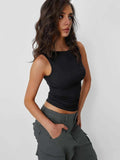Solid Round Neck Tank - Trendsi - Flyclothing LLC