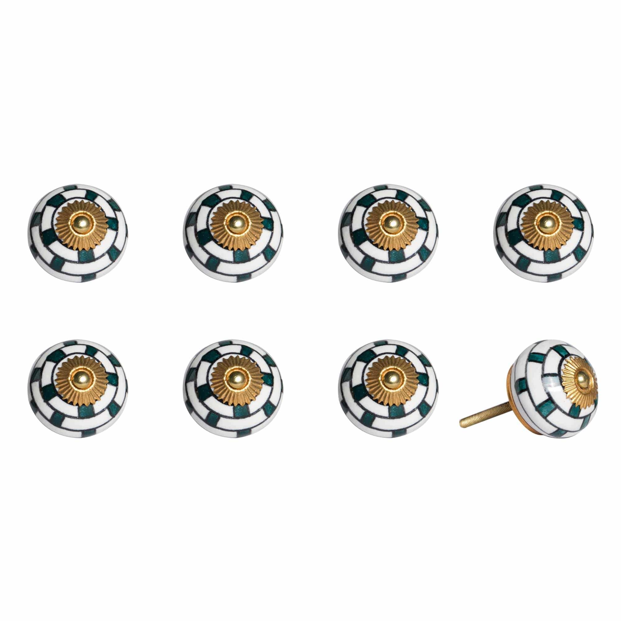 Charming Green And Gold Set Of 8 Knobs - Homeroots - Flyclothing LLC