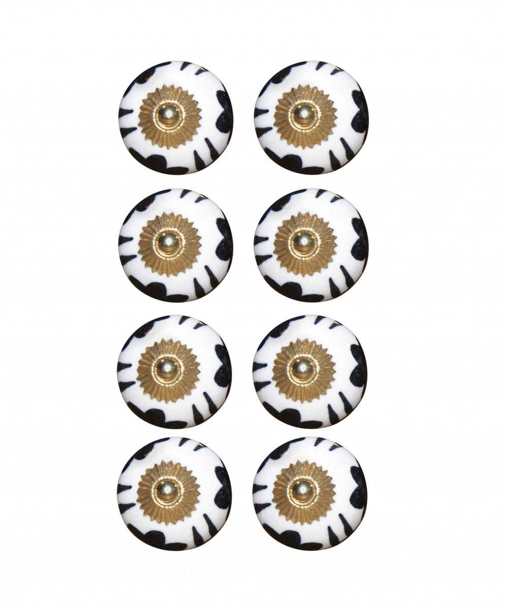 1.5" X 1.5" X 1.5" Black White And Gold  Knobs 8 Pack - Homeroots