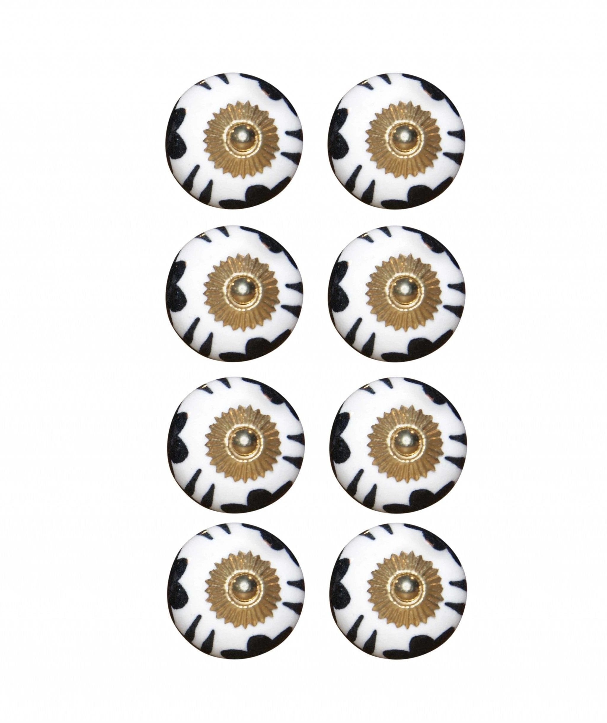 1.5" X 1.5" X 1.5" Black White And Gold Knobs 8 Pack - Homeroots - Flyclothing LLC