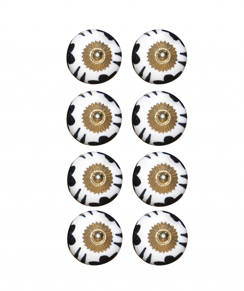 1.5" X 1.5" X 1.5" Black White And Gold Knobs 8 Pack - Homeroots - Flyclothing LLC