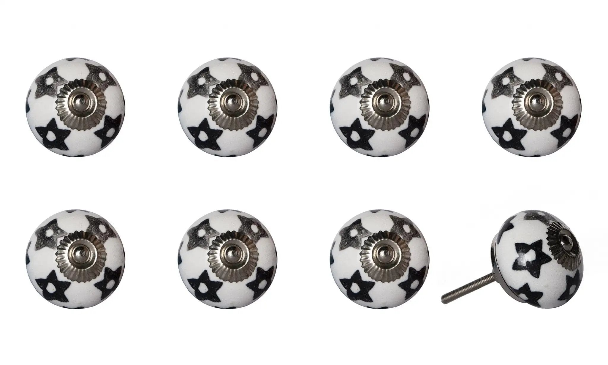 1.5" X 1.5" X 1.5" White Silver And Gray Knobs 8 Pack - Homeroots - Flyclothing LLC