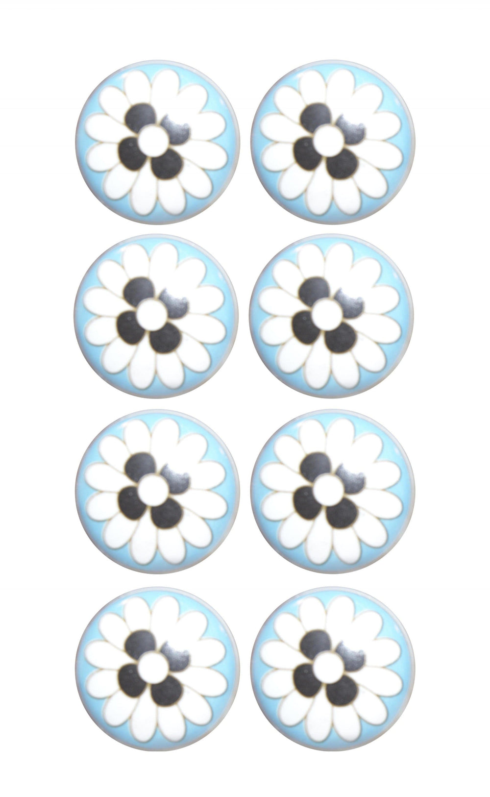 Charming Light Blue And Black Set Of 8 Knobs - Homeroots