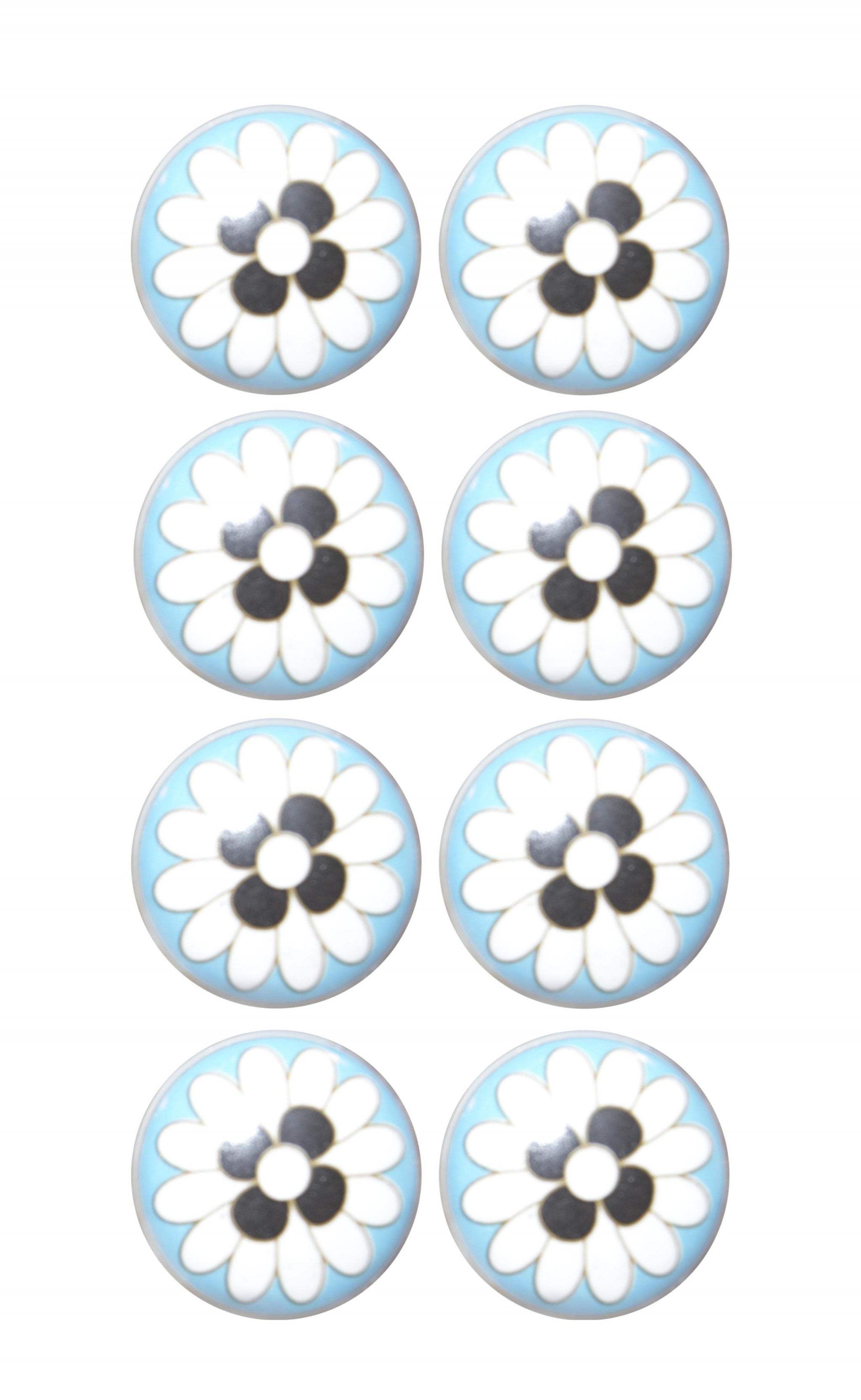 Charming Light Blue And Black Set Of 8 Knobs - Homeroots - Flyclothing LLC