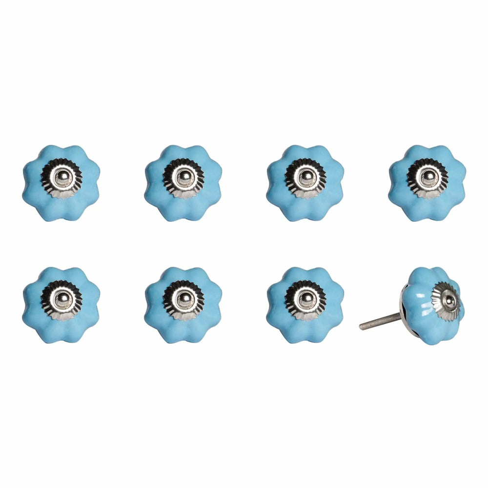 1.5" X 1.5" X 1.5" Glossy Navy And Silver  Knobs 8 Pack - Homeroots