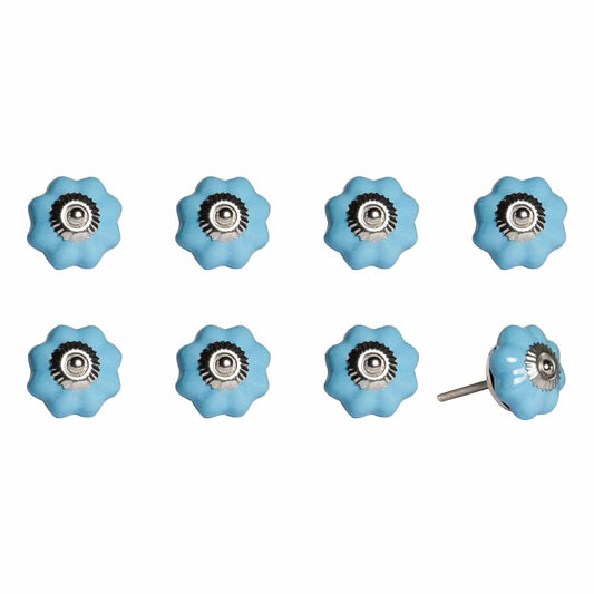 1.5" X 1.5" X 1.5" Glossy Navy And Silver  Knobs 8 Pack - Homeroots
