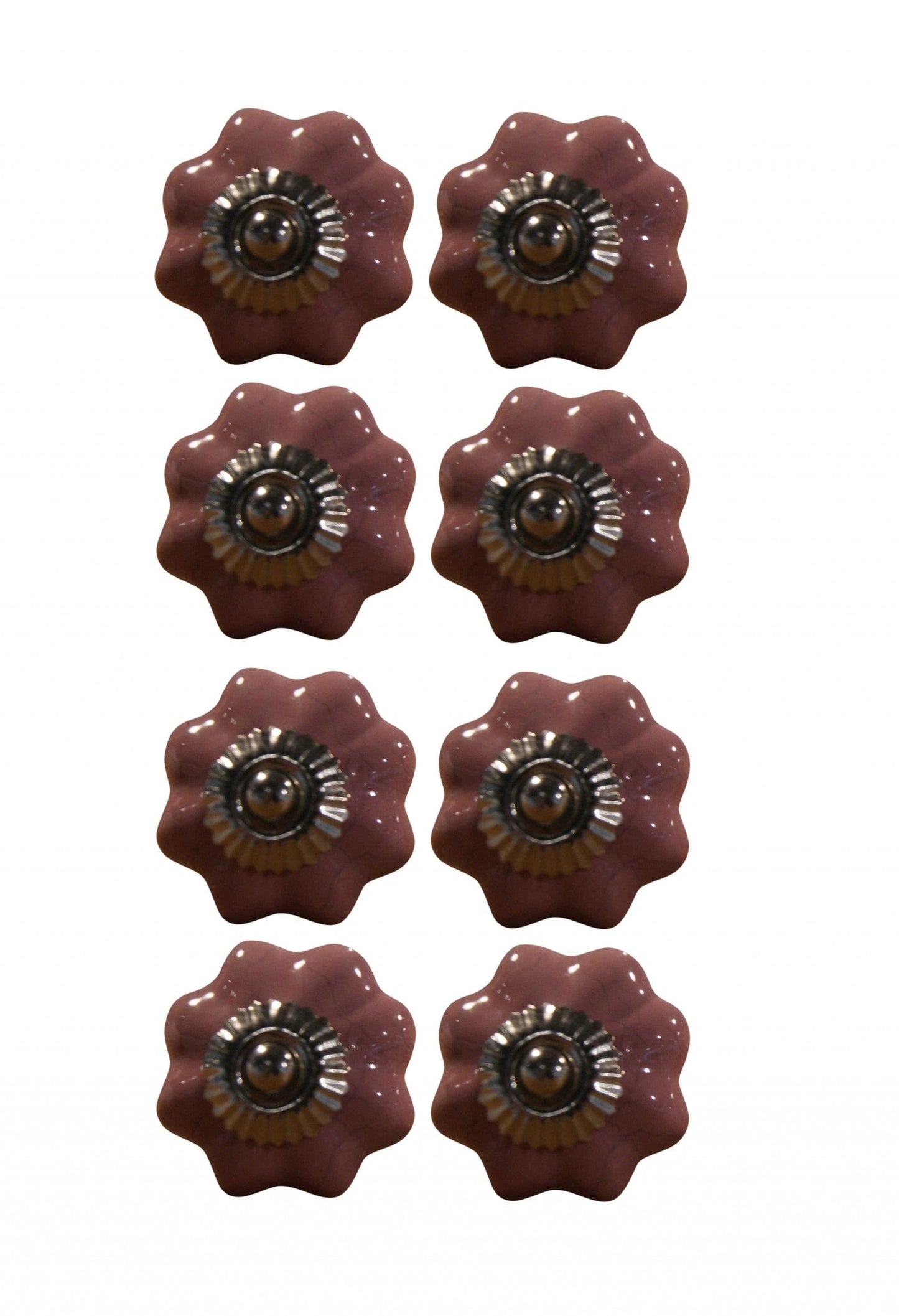 1.5" X 1.5" X 1.5" Glossy Pink Silver And Red Knobs 8 Pack - Homeroots - Flyclothing LLC