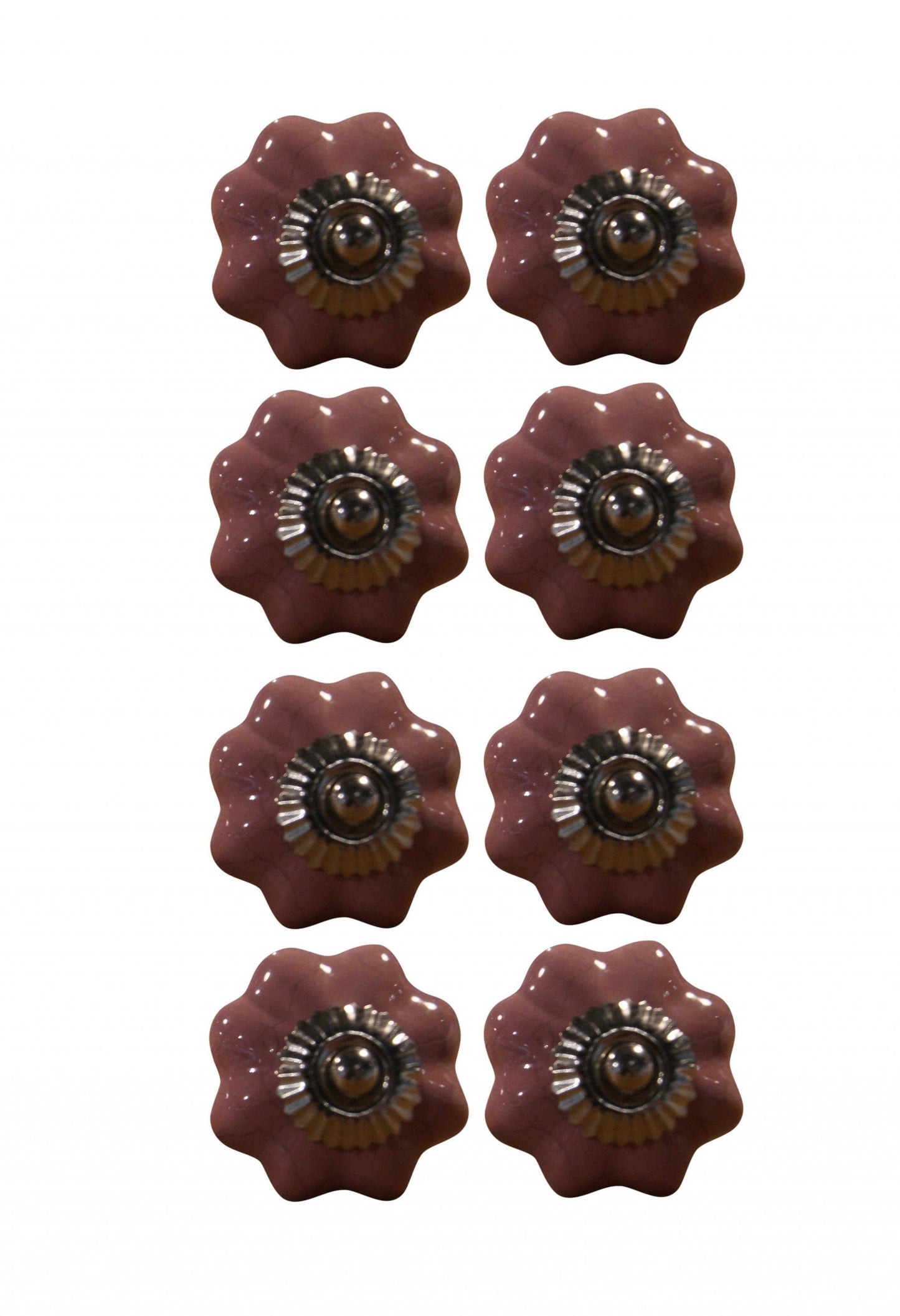 1.5" X 1.5" X 1.5" Glossy Pink Silver And Red Knobs 8 Pack - Homeroots - Flyclothing LLC