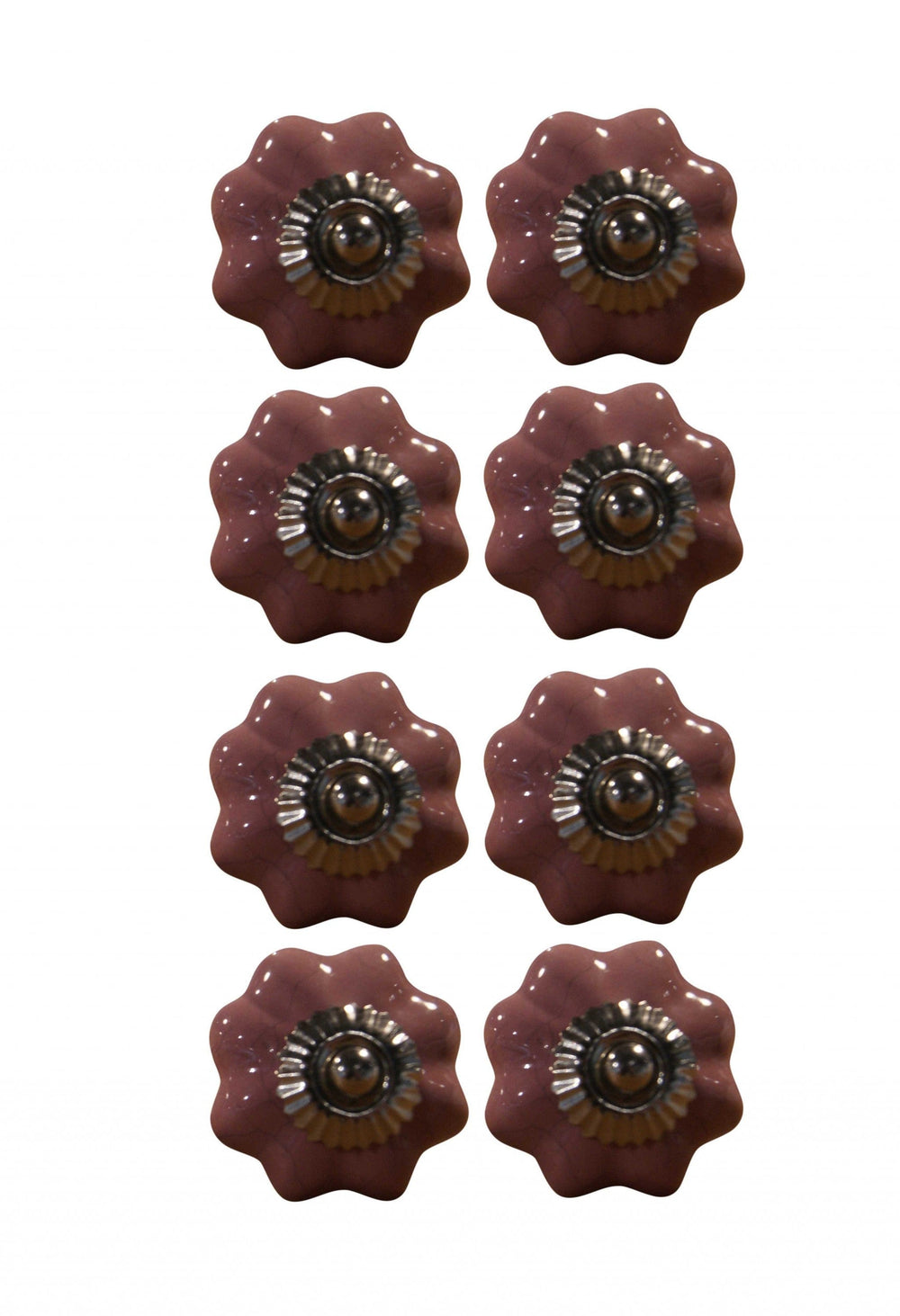 1.5" X 1.5" X 1.5" Glossy Pink Silver And Red Knobs 8 Pack - Homeroots - Flyclothing LLC