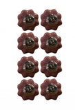 1.5" X 1.5" X 1.5" Glossy Pink Silver And Red  Knobs 8 Pack - Homeroots