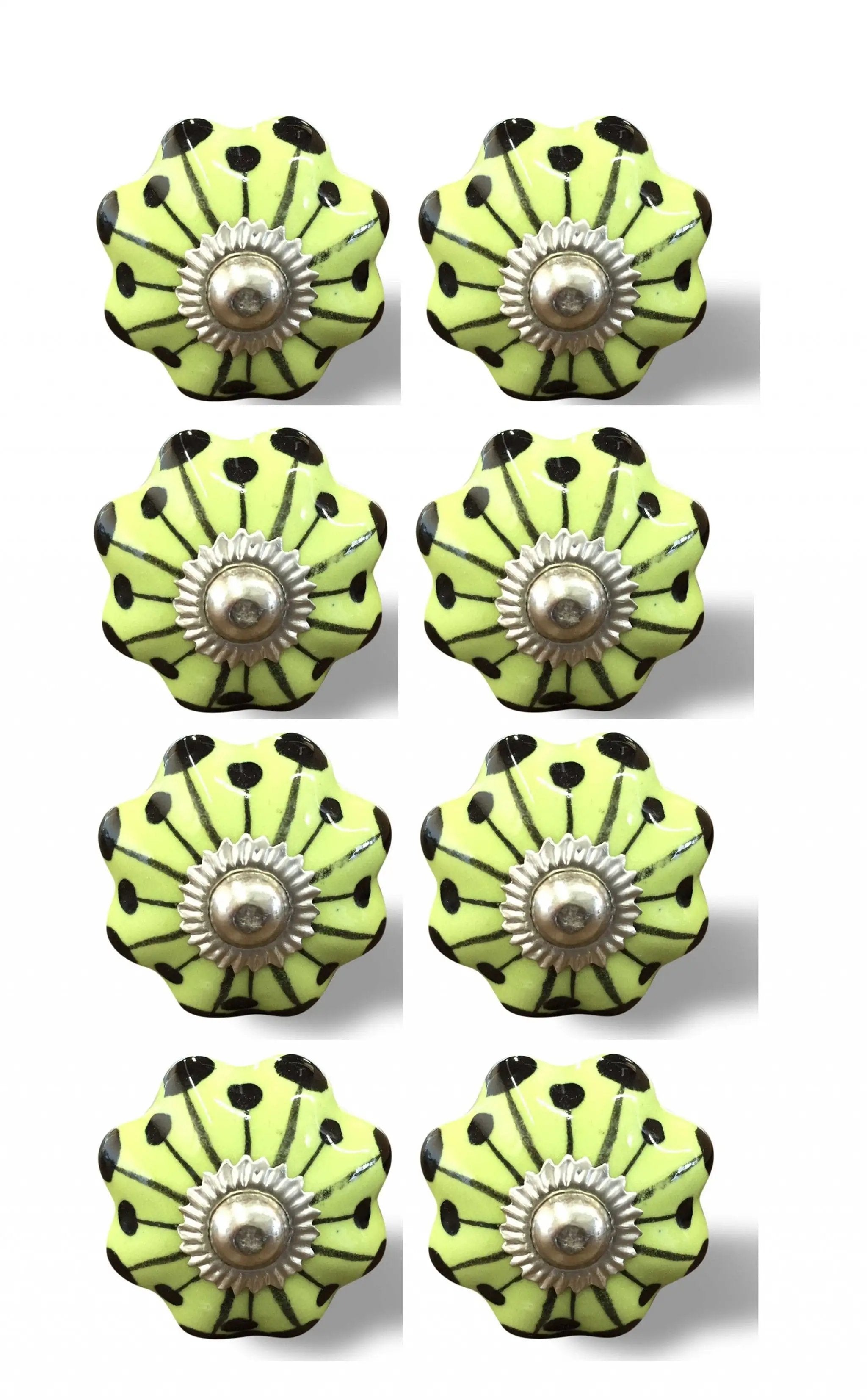 1.5" X 1.5" X 1.5" Lemon Black And Silver Knobs 8 Pack - Homeroots - Flyclothing LLC