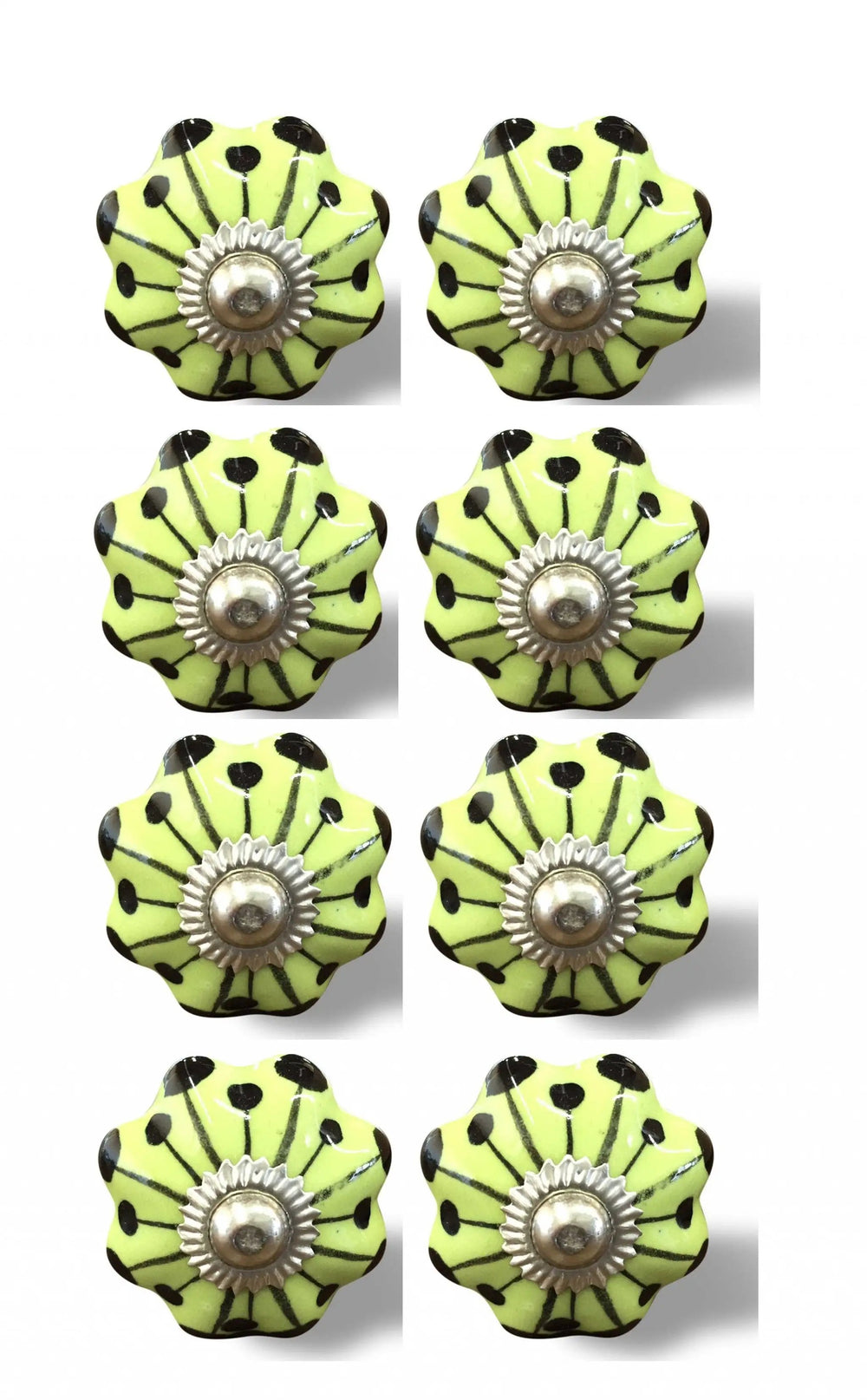 1.5" X 1.5" X 1.5" Lemon Black And Silver  Knobs 8 Pack - Homeroots