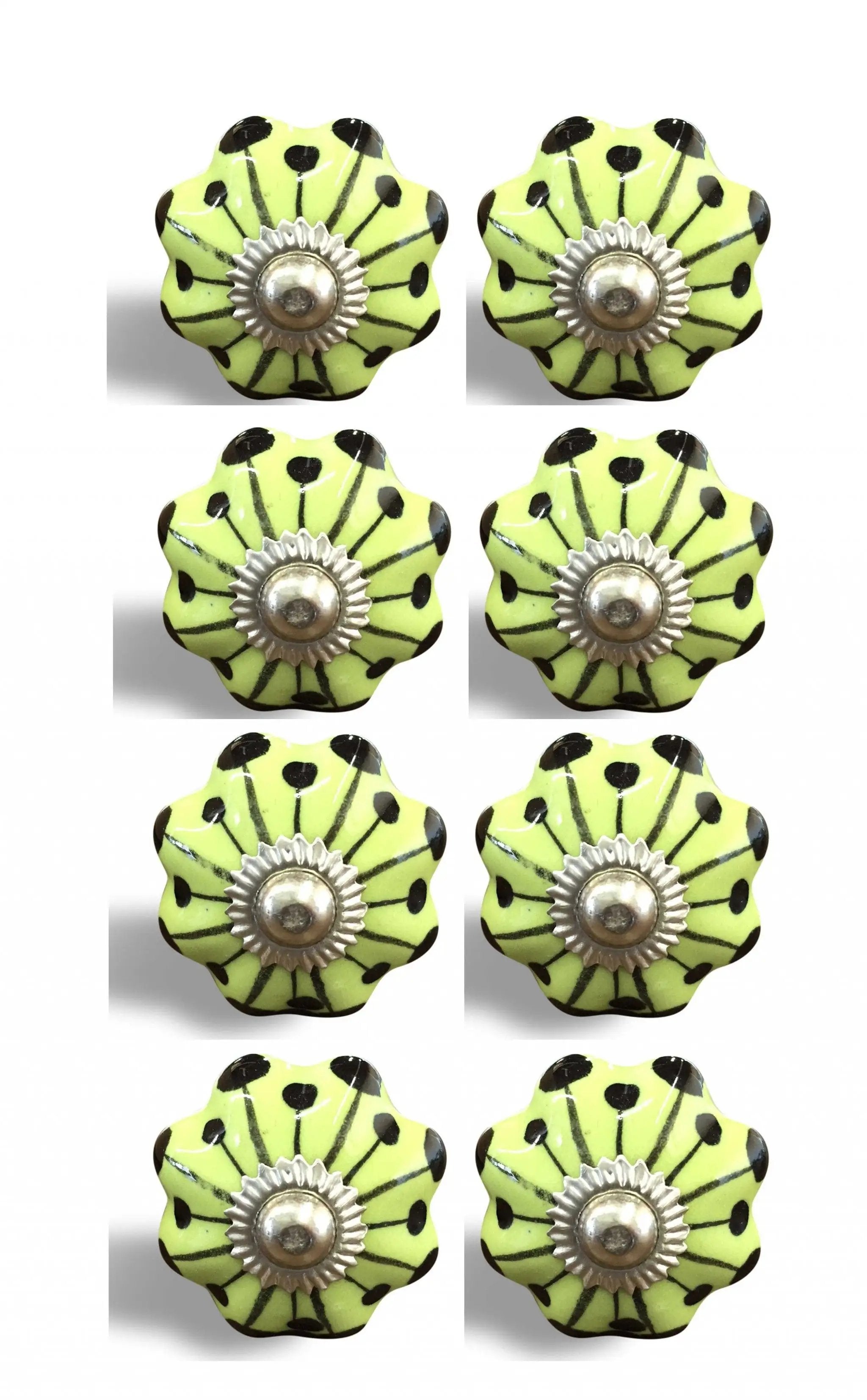 1.5" X 1.5" X 1.5" Lemon Black And Silver Knobs 8 Pack - Homeroots - Flyclothing LLC