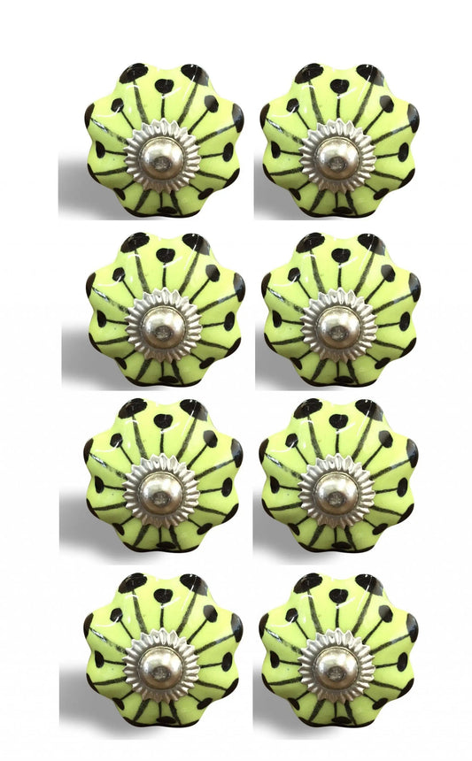1.5" X 1.5" X 1.5" Lemon Black And Silver  Knobs 8 Pack - Homeroots