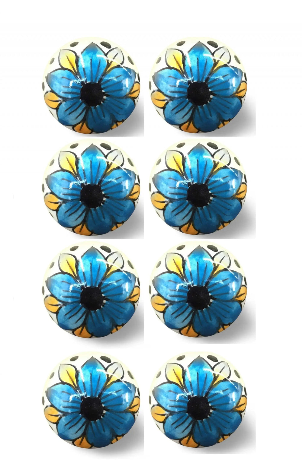 1.5" X 1.5" X 1.5" Blue Black And Yellow  Knobs 8 Pack - Homeroots