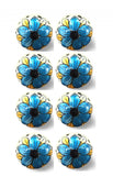 1.5" X 1.5" X 1.5" Blue Black And Yellow  Knobs 8 Pack - Homeroots