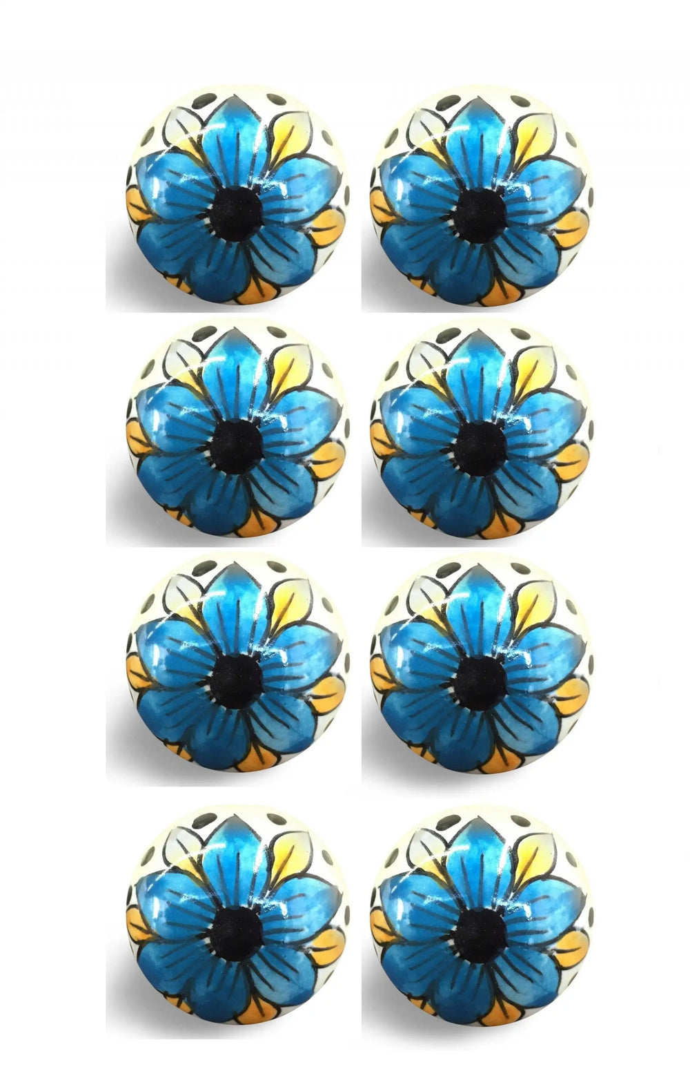 1.5" X 1.5" X 1.5" Blue Black And Yellow Knobs 8 Pack - Homeroots - Flyclothing LLC