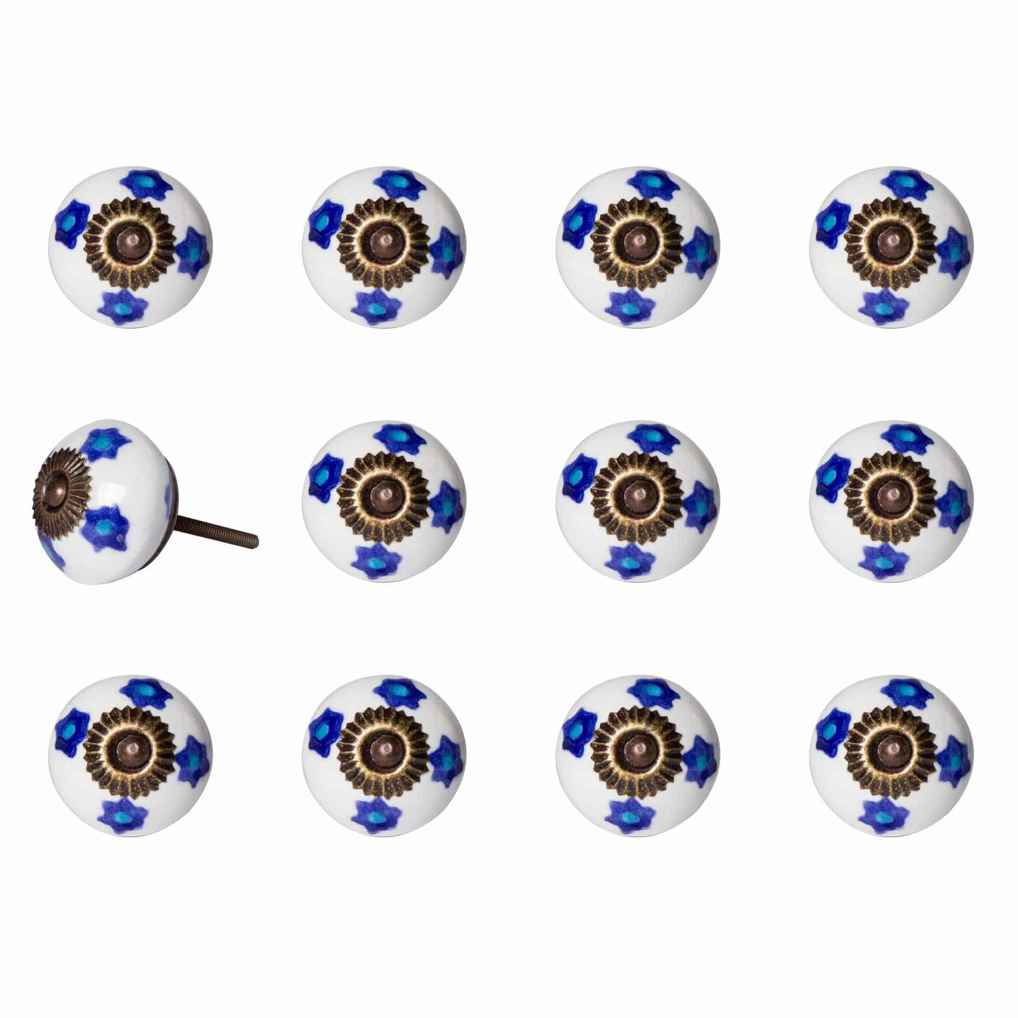 1.5" X 1.5" X 1.5" White Blue And Turquoise Knobs 12 Pack - Homeroots - Flyclothing LLC