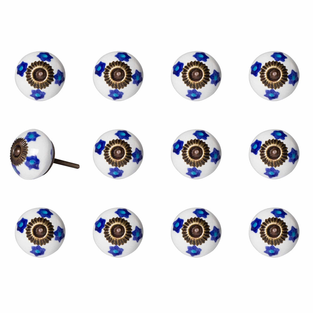 1.5" X 1.5" X 1.5" White Blue And Turquoise Knobs 12 Pack - Homeroots - Flyclothing LLC