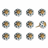 1.5" X 1.5" X 1.5" White Teal And Gold  Knobs 12 Pack - Homeroots