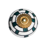 1.5" X 1.5" X 1.5" White Teal And Gold  Knobs 12 Pack - Homeroots