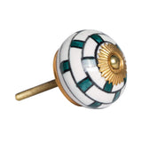 1.5" X 1.5" X 1.5" White Teal And Gold  Knobs 12 Pack - Homeroots
