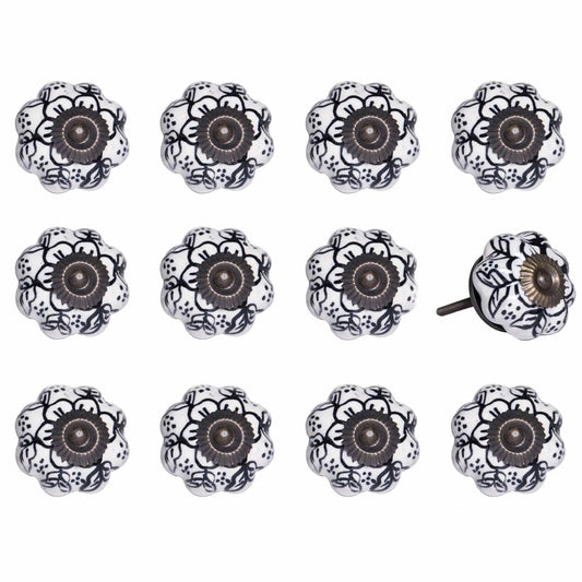 1.5" X 1.5" X 1.5" White Black And Gold  Knobs 12 Pack - Homeroots
