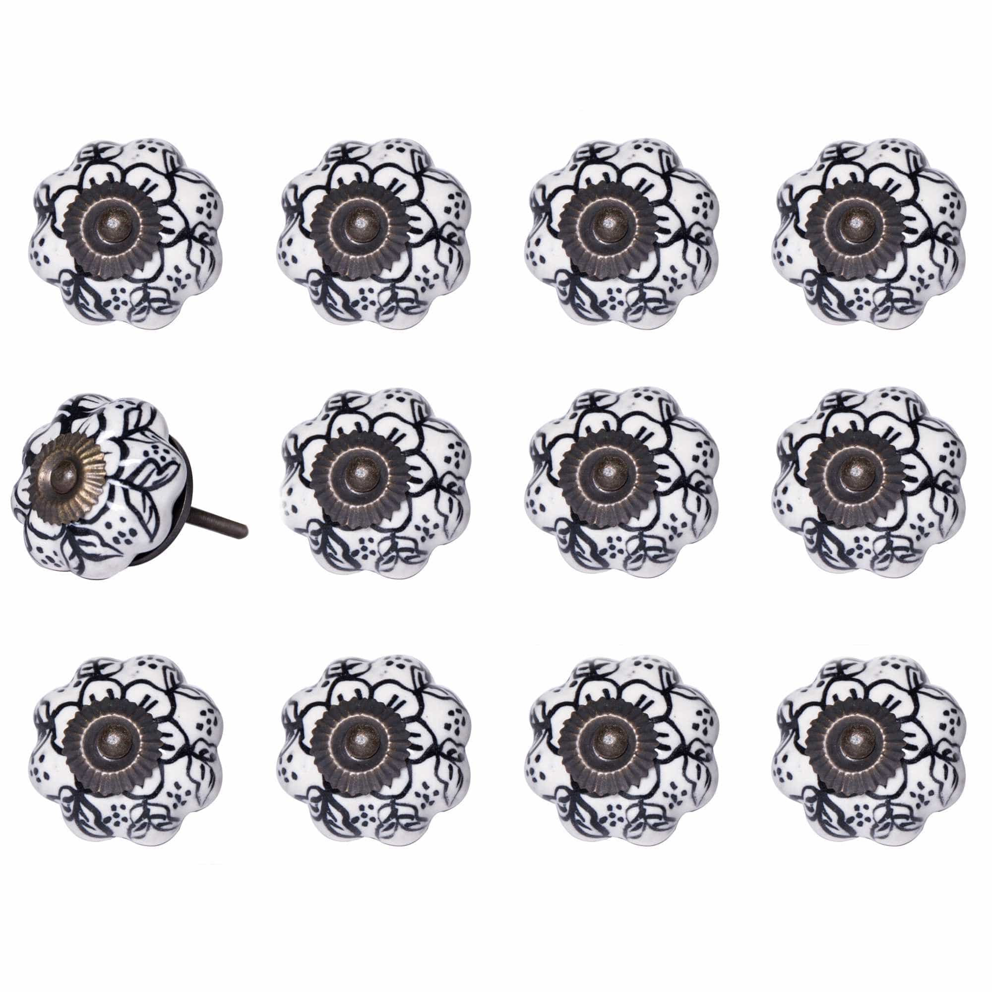 1.5" X 1.5" X 1.5" White Black And Gold Knobs 12 Pack - Homeroots - Flyclothing LLC