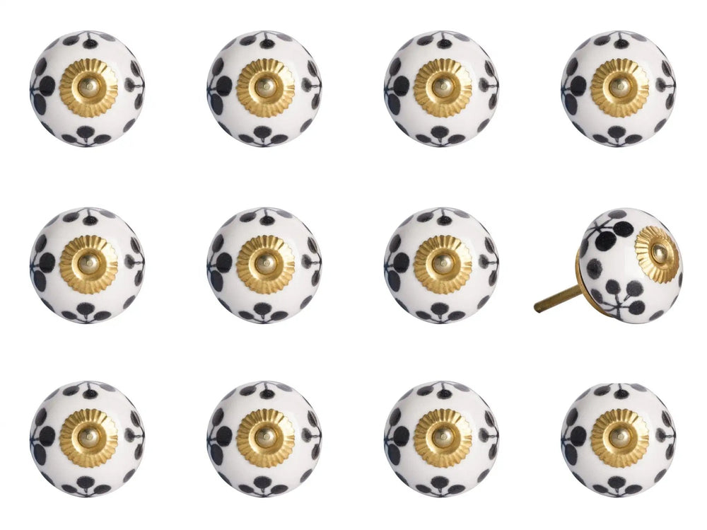 1.5" X 1.5" X 1.5" White Black And Yellow  Knobs 12 Pack - Homeroots