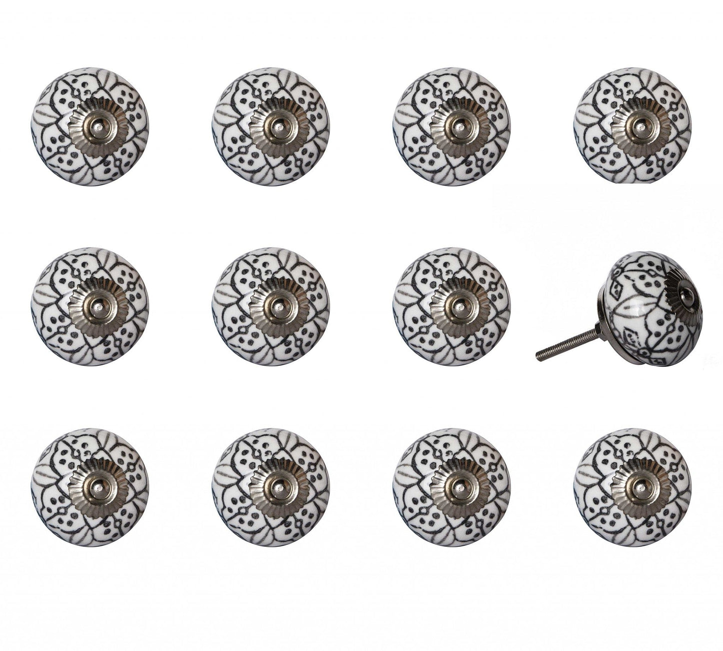 1.5" X 1.5" X 1.5" Black Gray And Silver Knobs 12 Pack - Homeroots - Flyclothing LLC