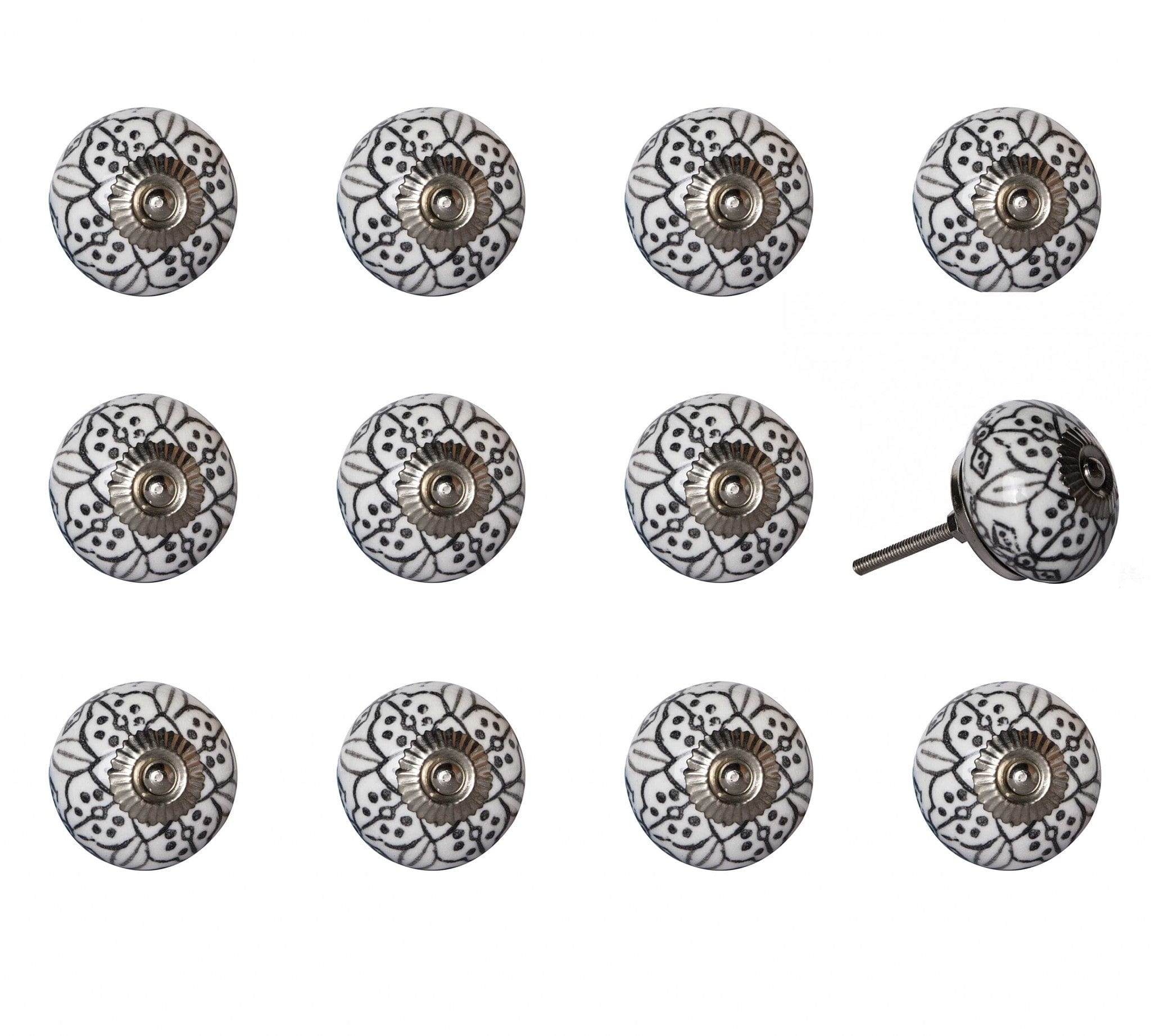 1.5" X 1.5" X 1.5" Black Gray And Silver Knobs 12 Pack - Homeroots - Flyclothing LLC