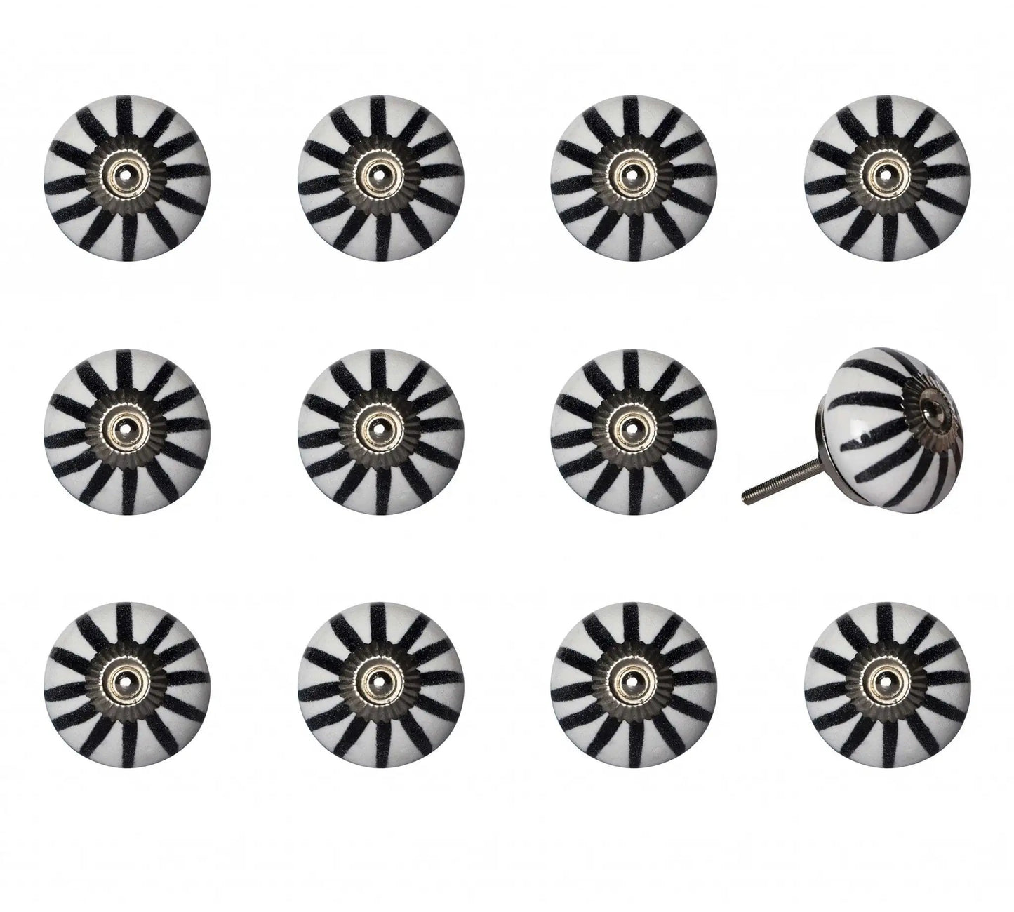 1.5" X 1.5" X 1.5" White Black And Silver Knobs 12 Pack - Homeroots - Flyclothing LLC