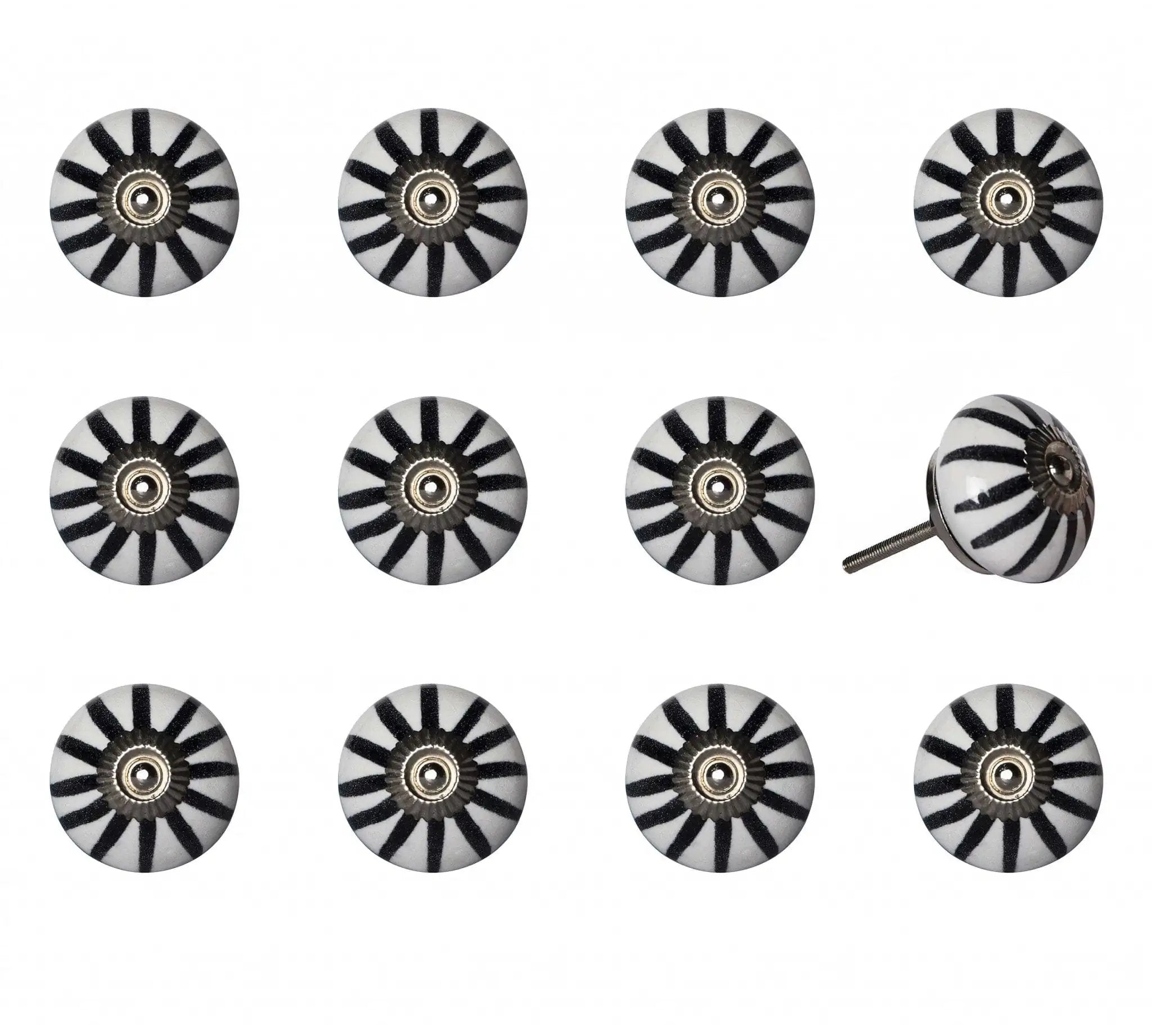 1.5" X 1.5" X 1.5" White Black And Silver Knobs 12 Pack - Homeroots - Flyclothing LLC