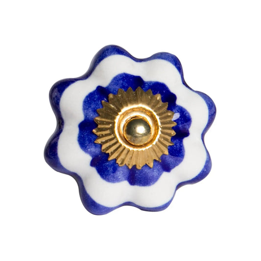 1.5" X 1.5" X 1.5" White Blue And Gold  Knobs 12 Pack - Homeroots