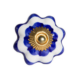 1.5" X 1.5" X 1.5" White Blue And Gold  Knobs 12 Pack - Homeroots