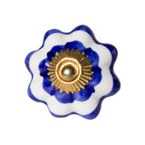 1.5" X 1.5" X 1.5" White Blue And Gold  Knobs 12 Pack - Homeroots