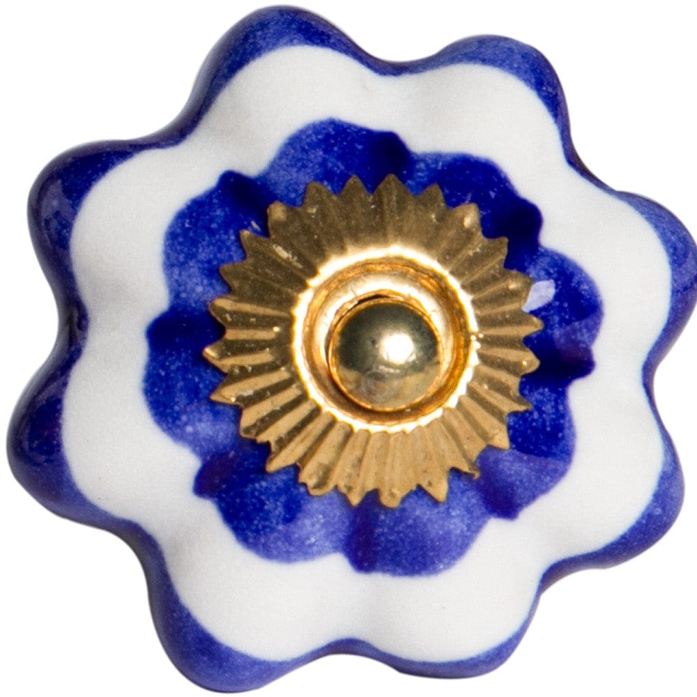 1.5" X 1.5" X 1.5" White Blue And Gold Knobs 12 Pack - Homeroots - Flyclothing LLC