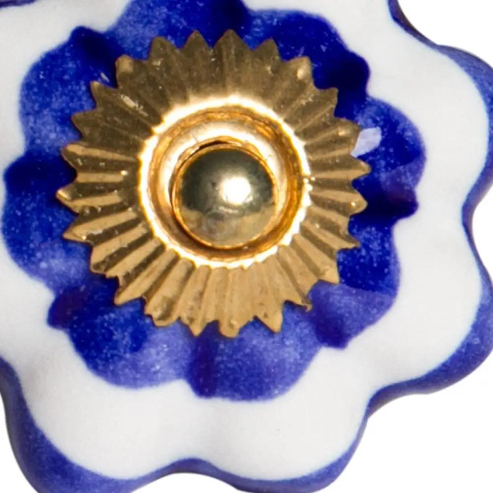 1.5" X 1.5" X 1.5" White Blue And Gold Knobs 12 Pack - Homeroots - Flyclothing LLC