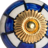 1.5" X 1.5" X 1.5" White Blue And Gold  Knobs 12 Pack - Homeroots
