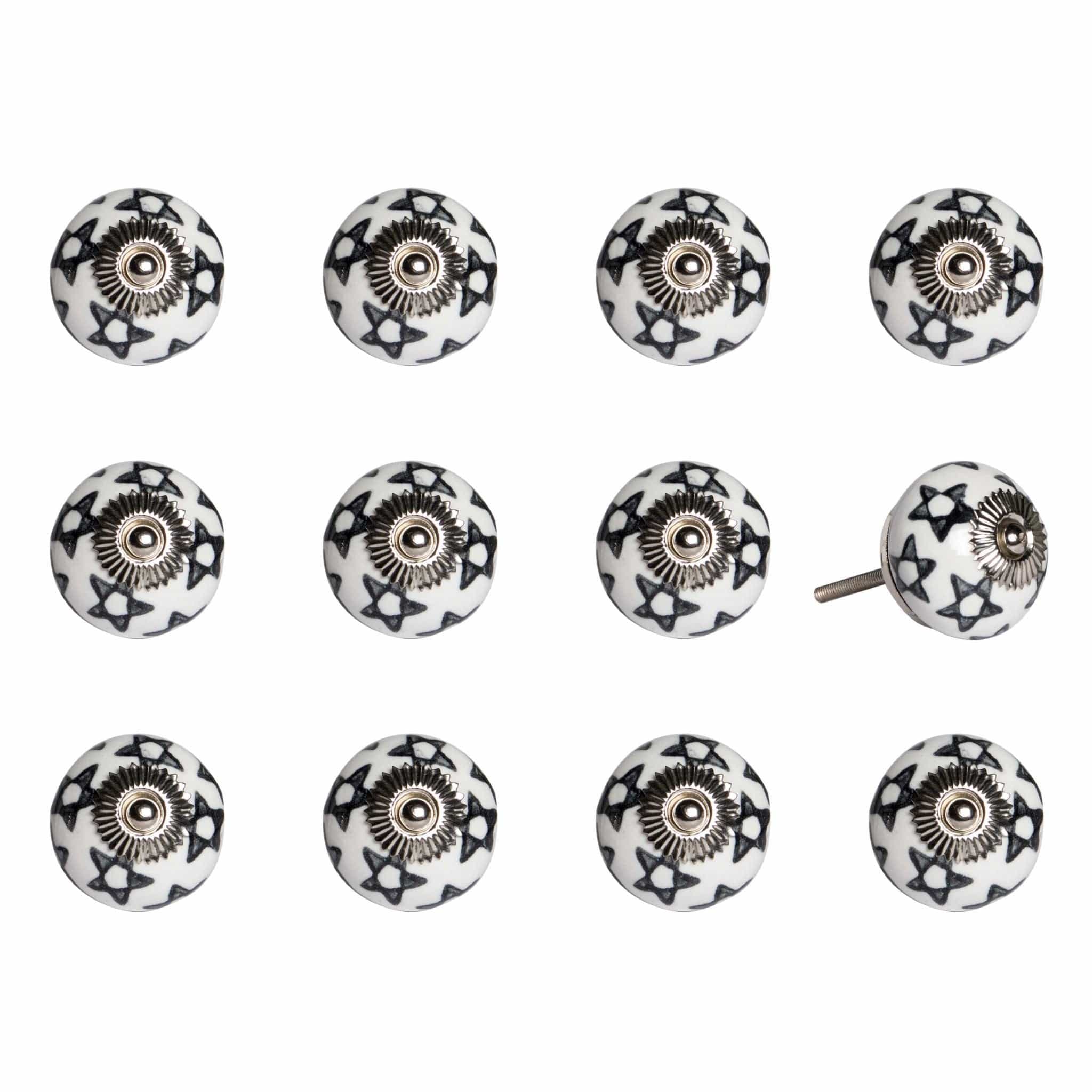 1.5" X 1.5" X 1.5" White Black And Silver Knobs 12 Pack - Homeroots - Flyclothing LLC