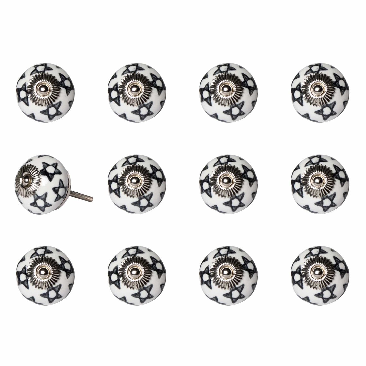 1.5" X 1.5" X 1.5" White Black And Silver Knobs 12 Pack - Homeroots - Flyclothing LLC
