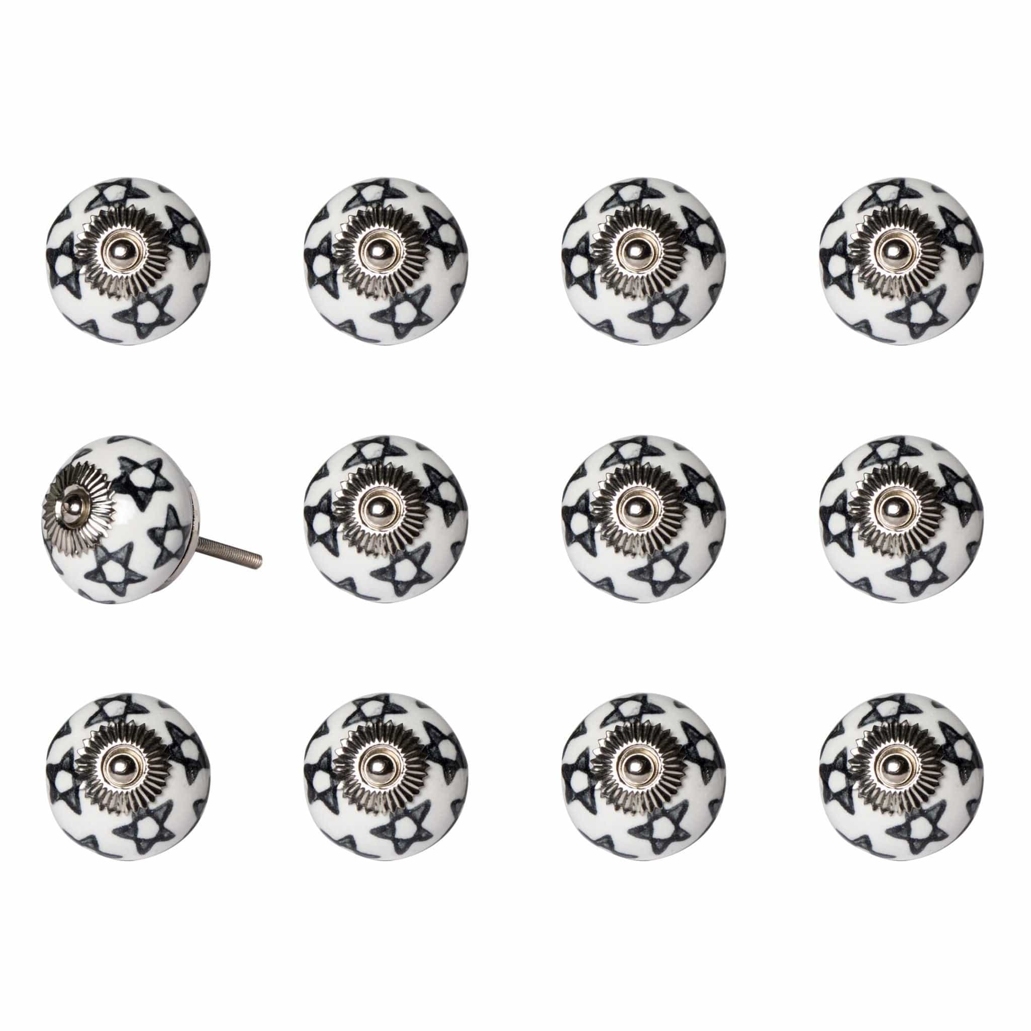 1.5" X 1.5" X 1.5" White Black And Silver Knobs 12 Pack - Homeroots - Flyclothing LLC