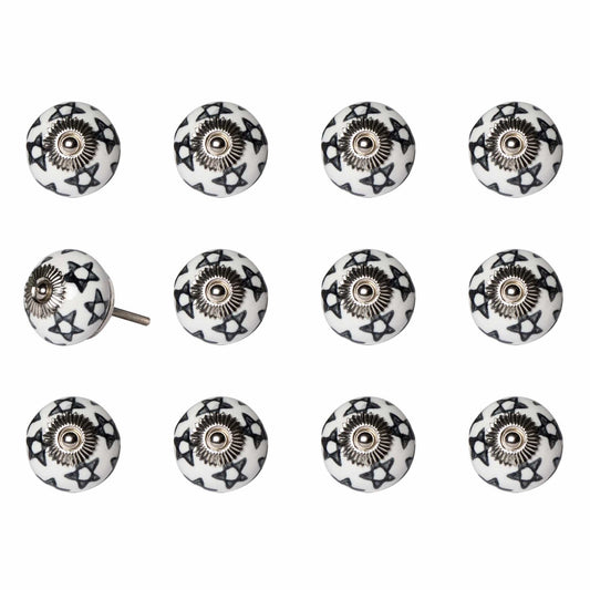 1.5" X 1.5" X 1.5" White Black And Silver  Knobs 12 Pack - Homeroots