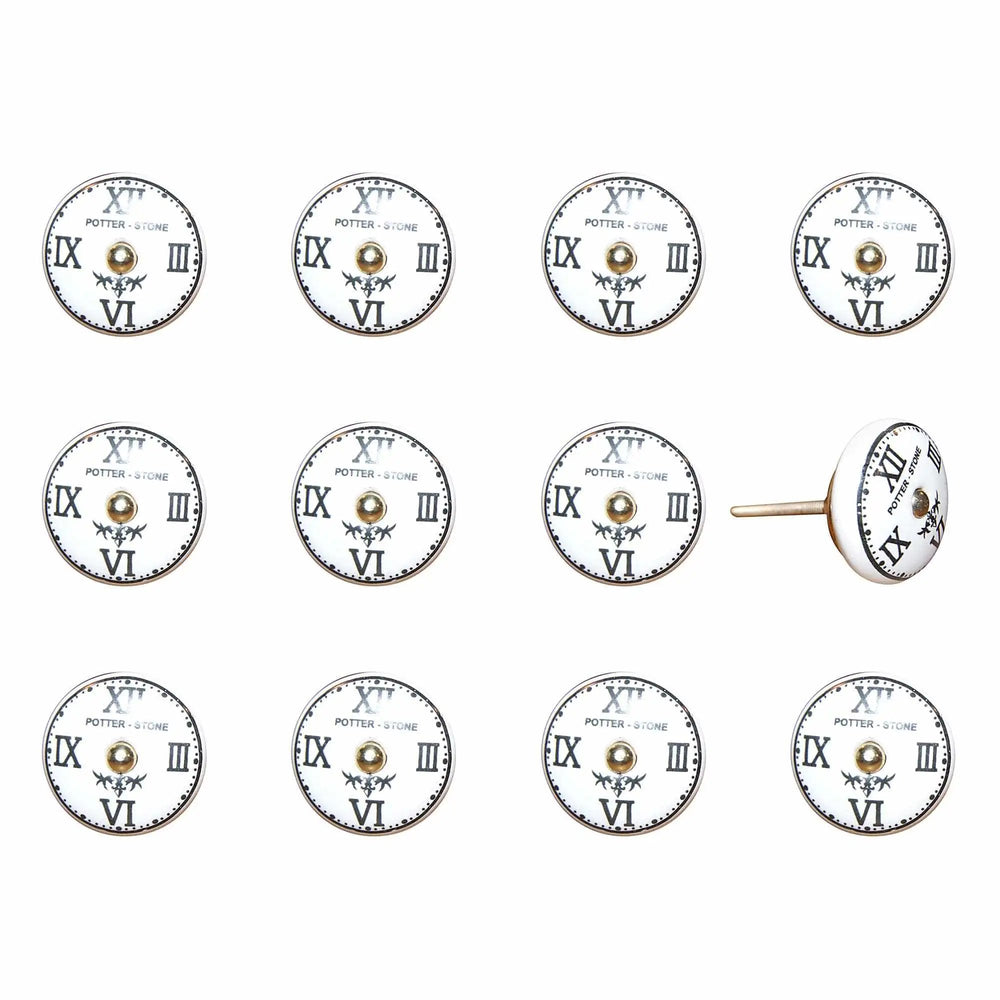 1.5" X 1.5" X 1.5" White Black And Gold  Knobs 12 Pack - Homeroots