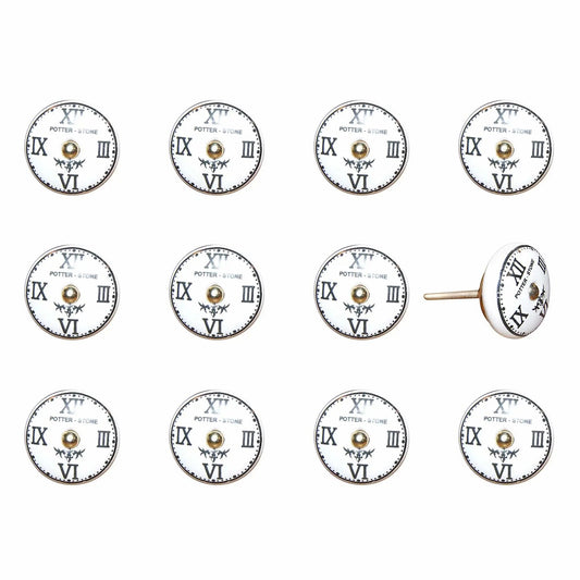 1.5" X 1.5" X 1.5" White Black And Gold  Knobs 12 Pack - Homeroots